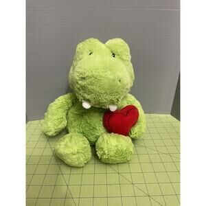 Walmart Green Alligator Gator Plush Heart MTY Intl 14” Valentine Stuffed Animal